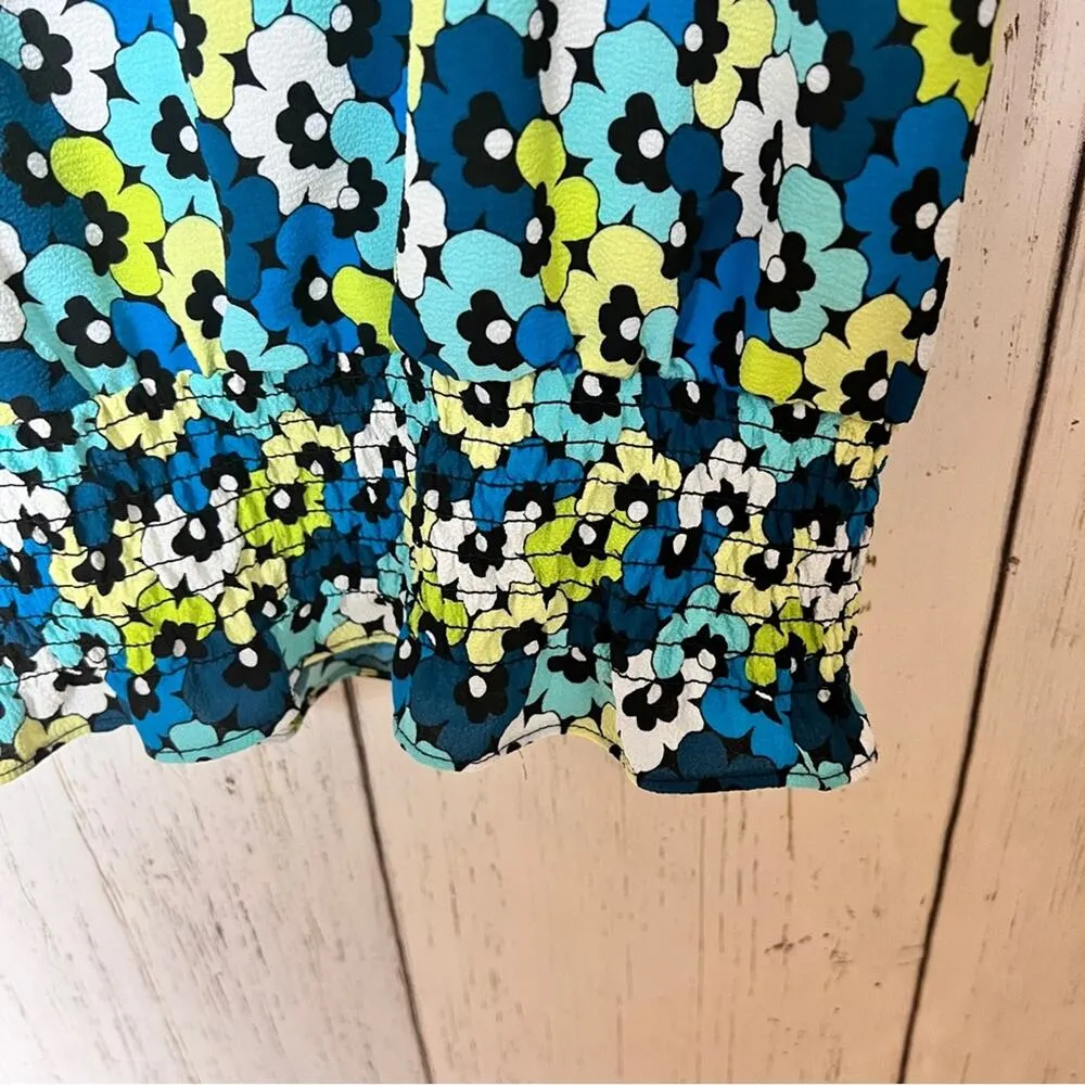 Michael Michael Kors Women's Short Sleeve Limeade Floral Elastic Waist Blouse S - Image 5