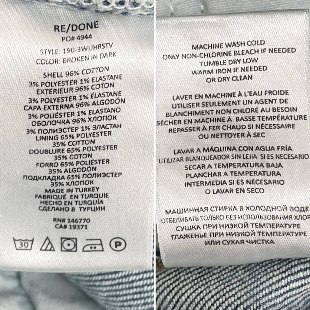 RE/DONE 70s High Rise Stove Pipe Jeans Broken In Dark Wash Size 24 Straight Leg - Image 14