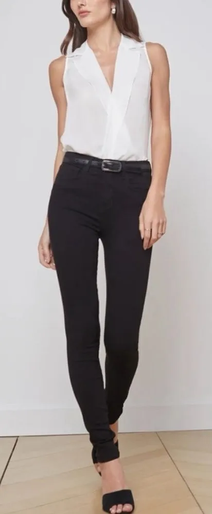 L'AGENCE Marguerite Skinny High Rise Jeans Noir Black Size 27 - Image 1