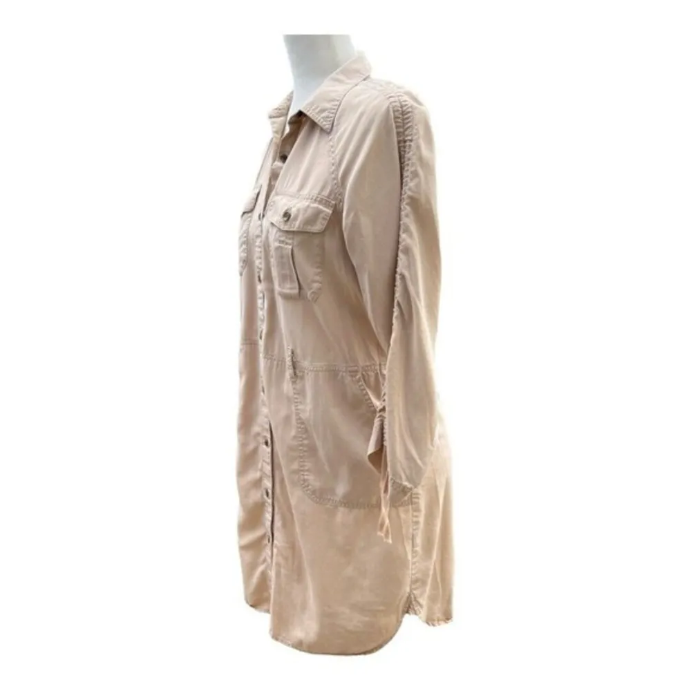 Lauren Ralph Lauren Button up Shirt‎ Dress Petite Size 8 Beige - Image 4