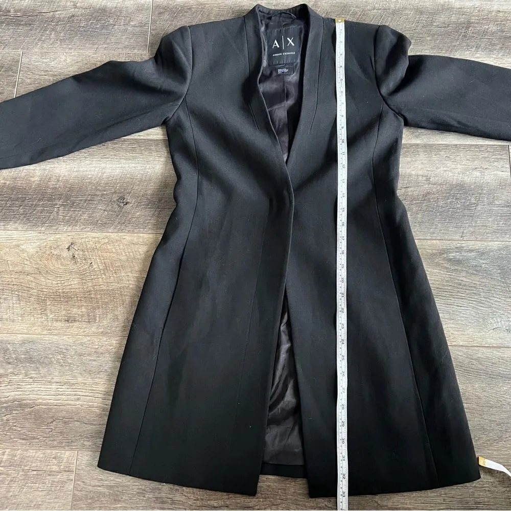 A/X Armani Exchange Black Longline Blazer Jacket Single Button 3/4 Sleeve Small - Image 7