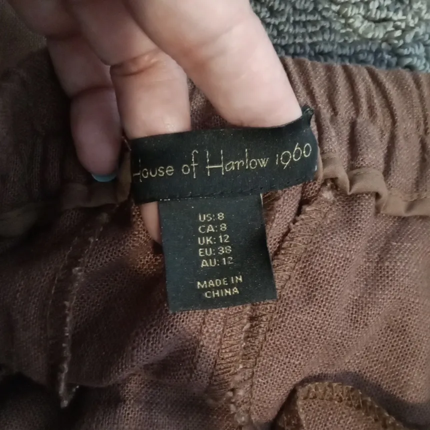 House Of Harlow 1960 Cargo Linen Blend High Rise Womens Pants Size 8 Tan - Image 2