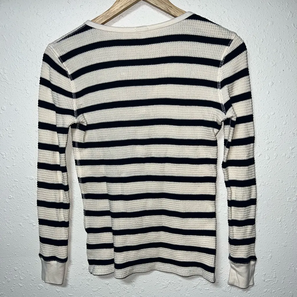 Vintage JCREW Striped‎ Henley Long Sleeve Shirt Size Small - Image 2