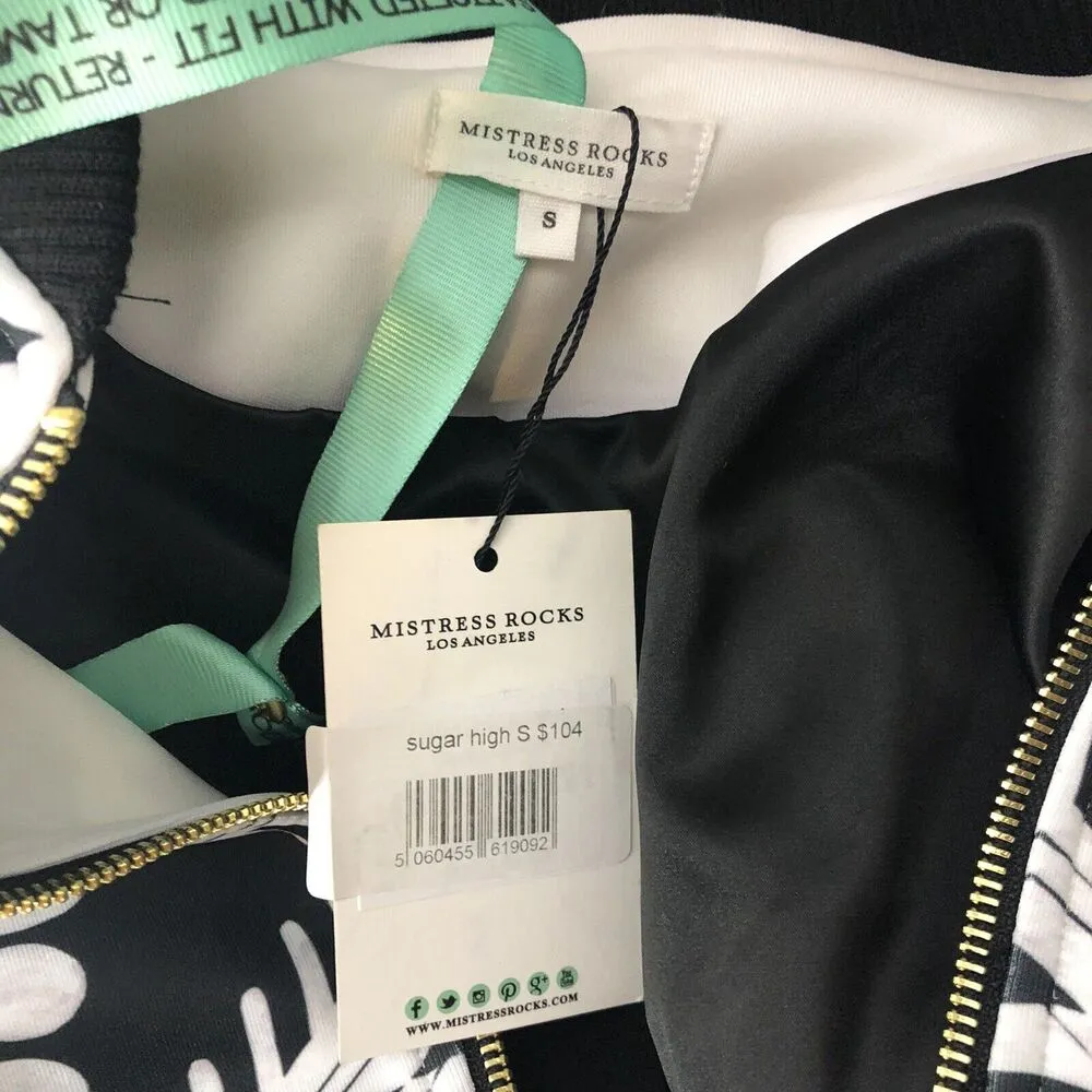 Mistress Rocks  Black White Sugar High Bomber Jacket Size Small - Image 5