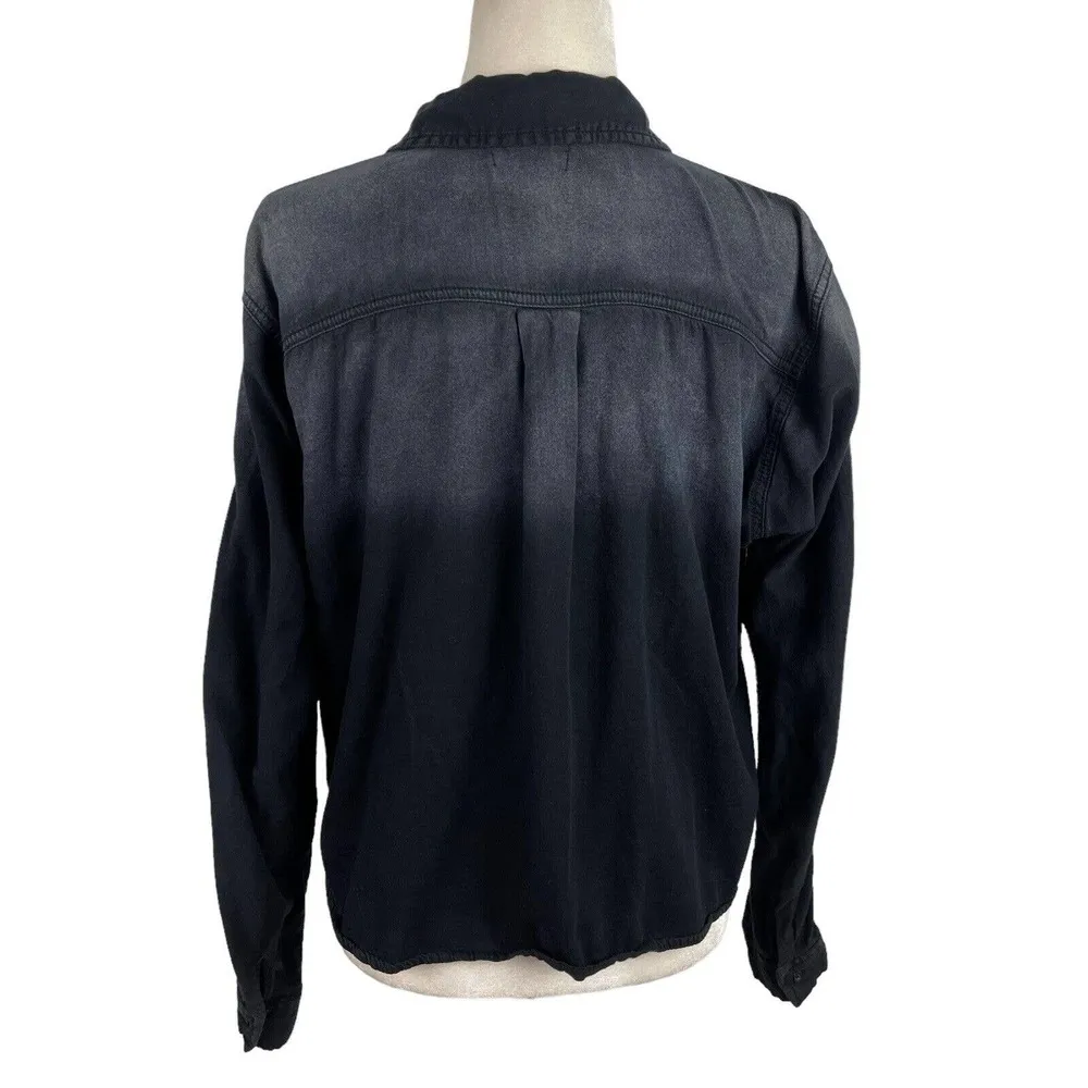 BDG Denim Ombre Shirt Womens Medium Long Sleeve Chambray Button Down Boxy Black - Image 7