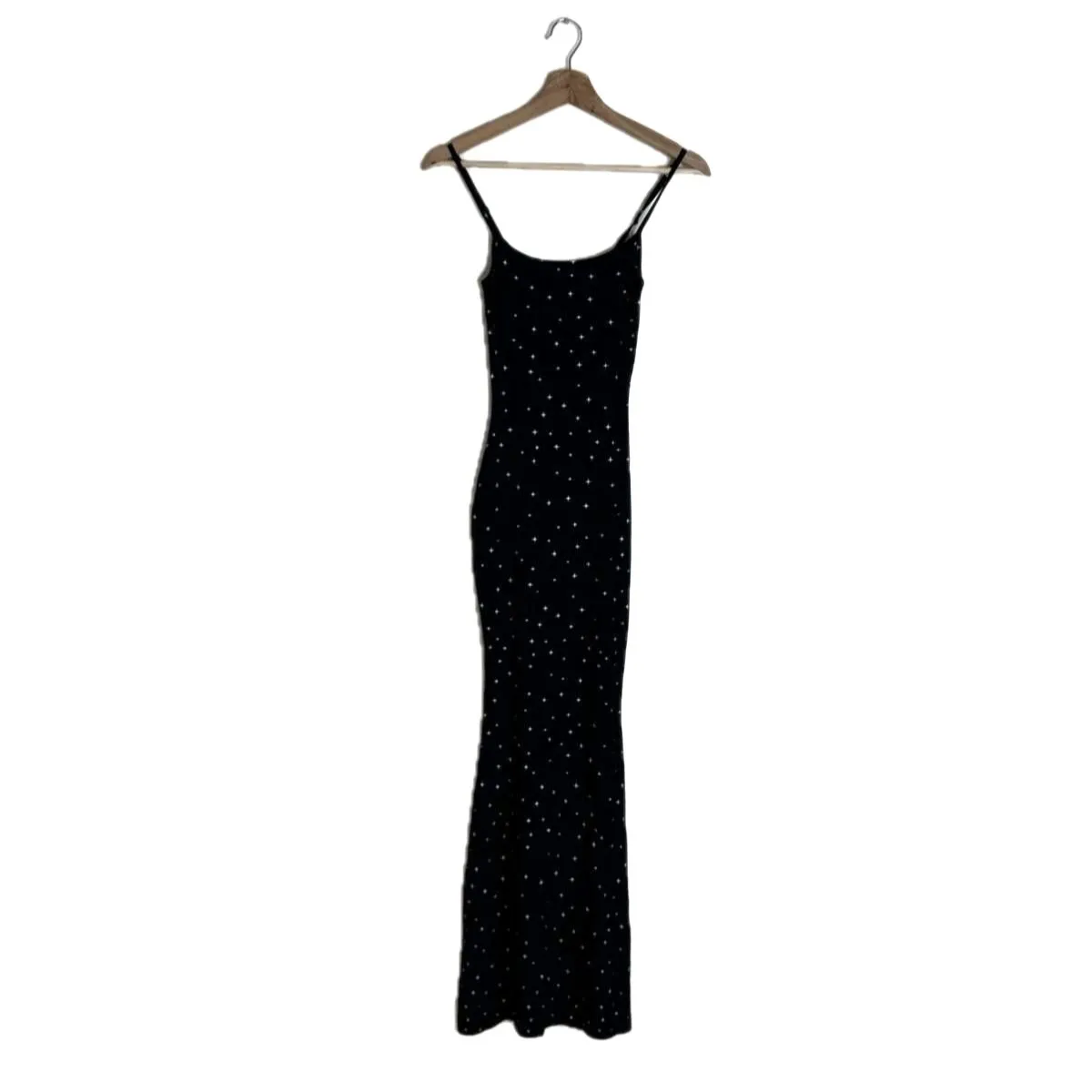 Skims Soft Lounge Long Slip Maxi Dress Womens Small Onyx Sparkle Print Black - Image 2