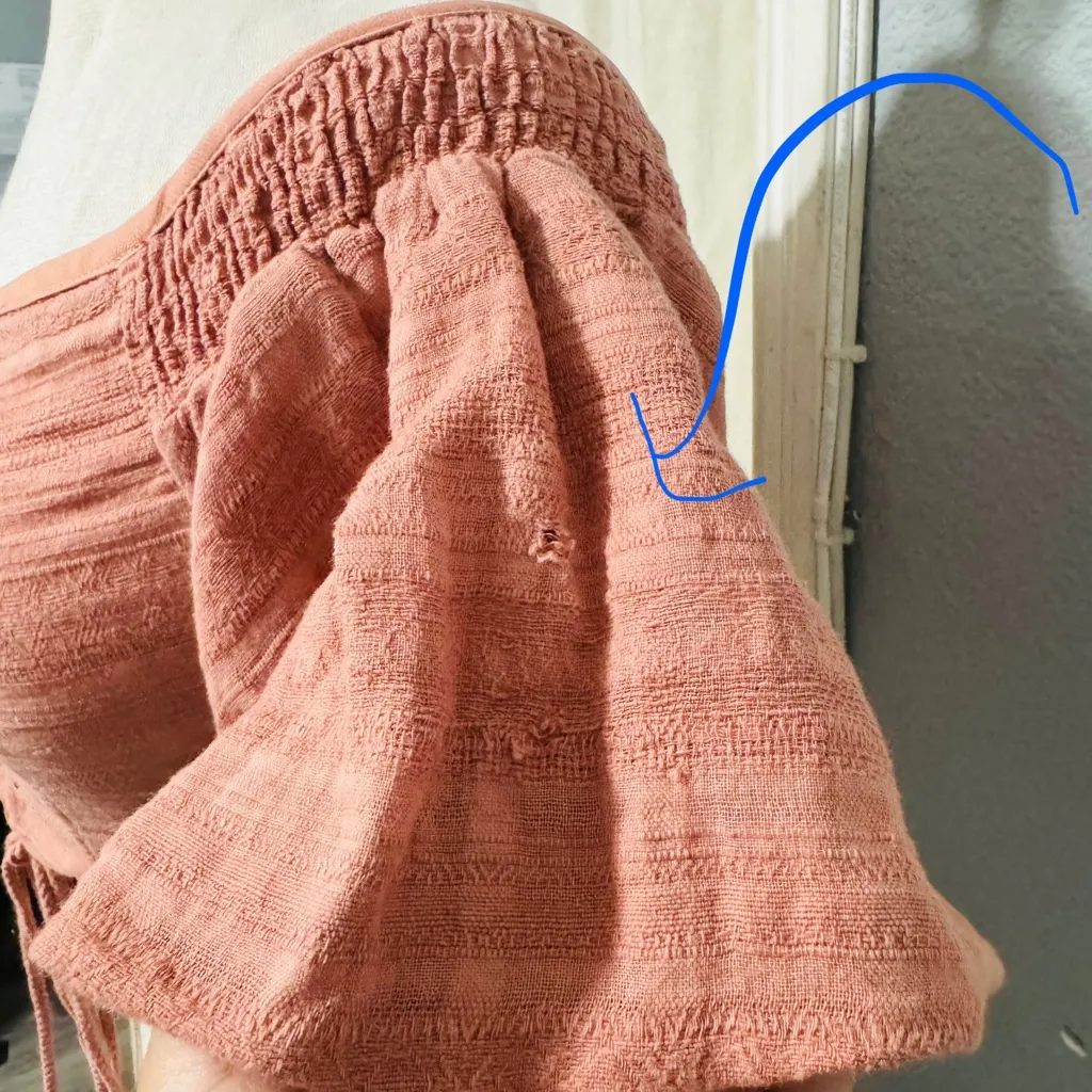 Windsor Women Coral Peasant Lace-Up Off the Shoulder Cottagecore Cropped Top L - Image 6