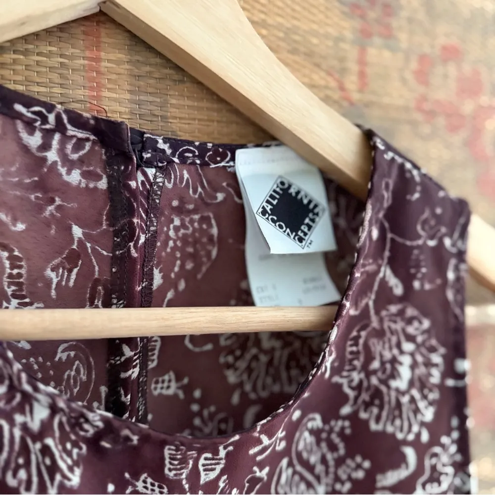 Vintage 90s Floral Sleeveless Semi Sheer Dress Purple - Image 4