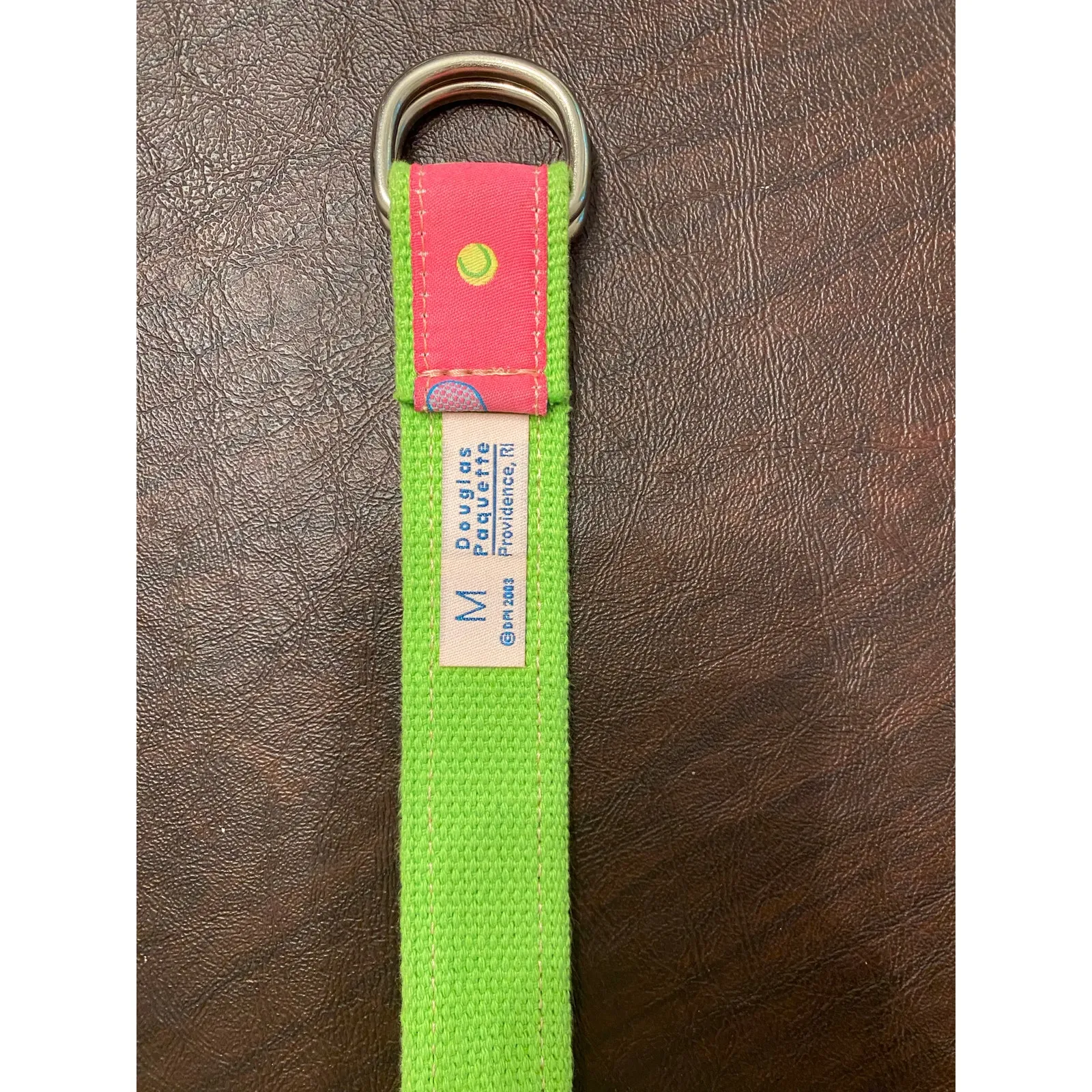 Douglas Pauquette Tennis Pickleball D Ring Pink‎ Green Belt Preppy USA Medium - Image 3