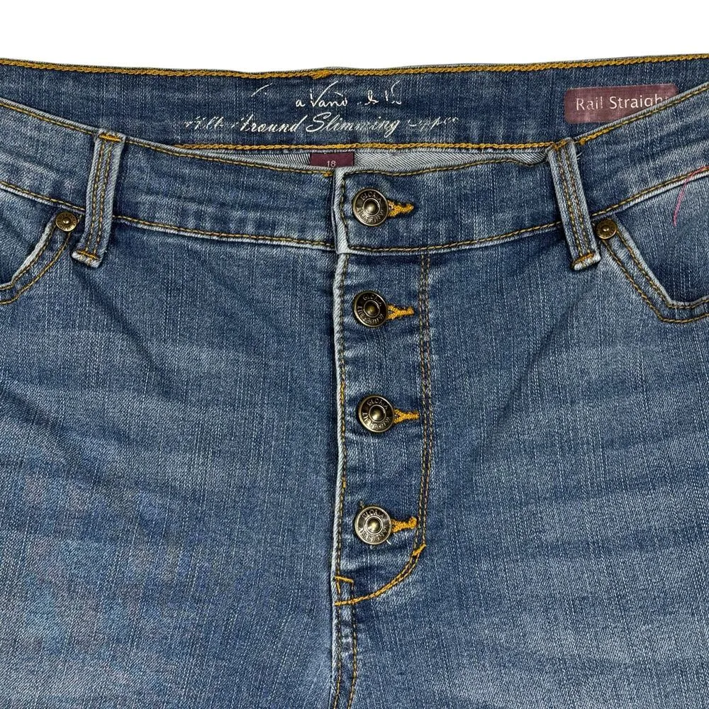 Gloria Vanderbilt SZ 18 Rail Straight Capris Jeans Button-Fly Stretch High-Rise - Image 2