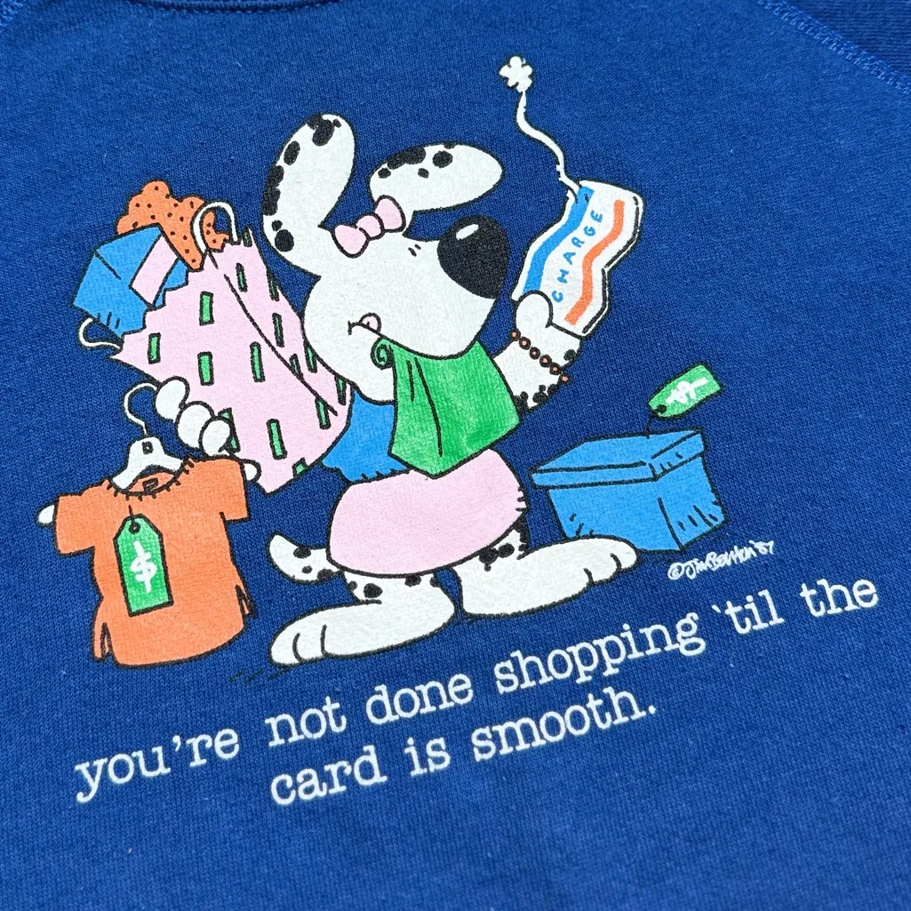 Jim Benton Vintage Sweatshirt Shopping Bunny Crewneck S Small M Medium L Large Blue - Image 2