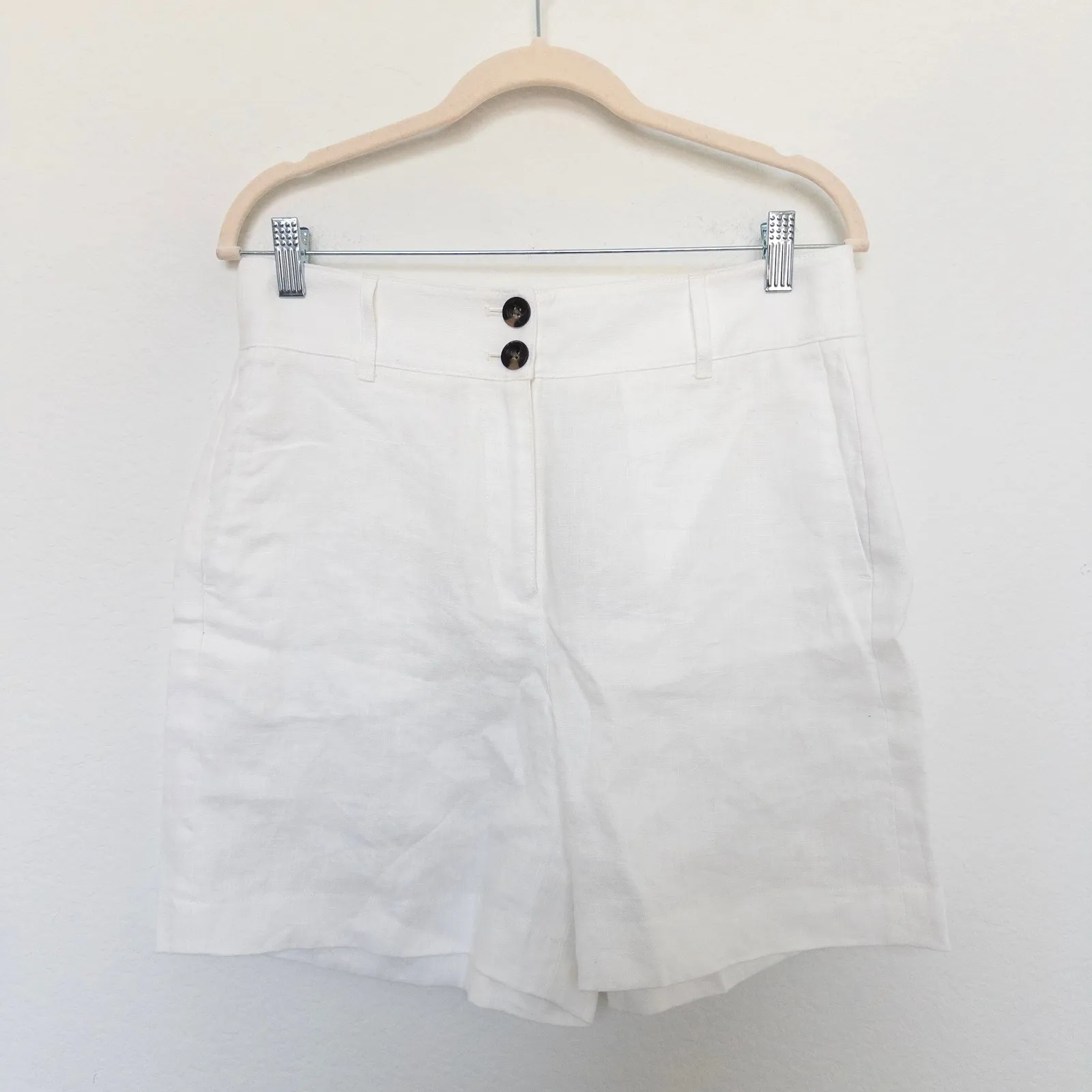 Boden Womens Linen Shorts Size 8 White High Waist Coastal‎ Chic Resort Preppy - Image 2
