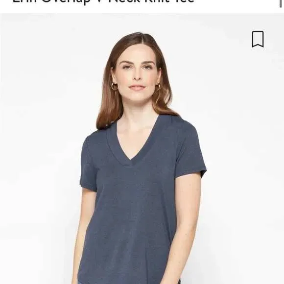 Market & Spruce‎ Womens V Neck Pocket T Shirt Knit Top Tee Relaxed Charcoal Med - Image 6