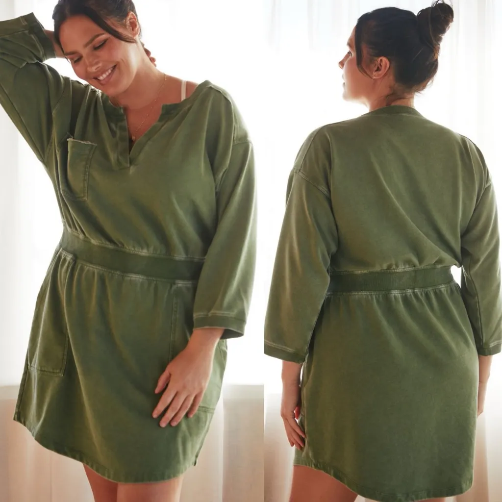 Anthropologie Daily Practice Trek Utility sweater Dress Olive Green Size XL - Image 2