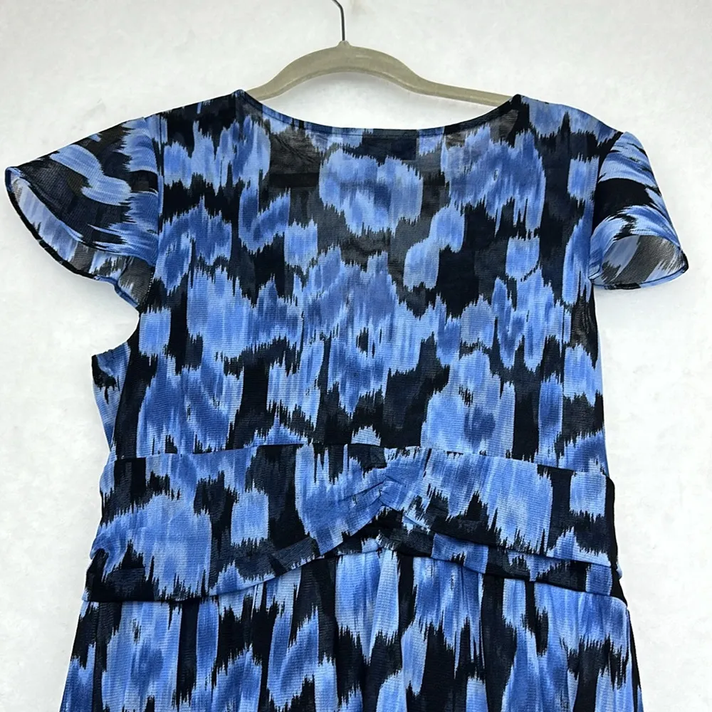I.N.C Mesh Top Ruffle Hem Floral Print V-neck Short Sleeves Sz M - Image 6