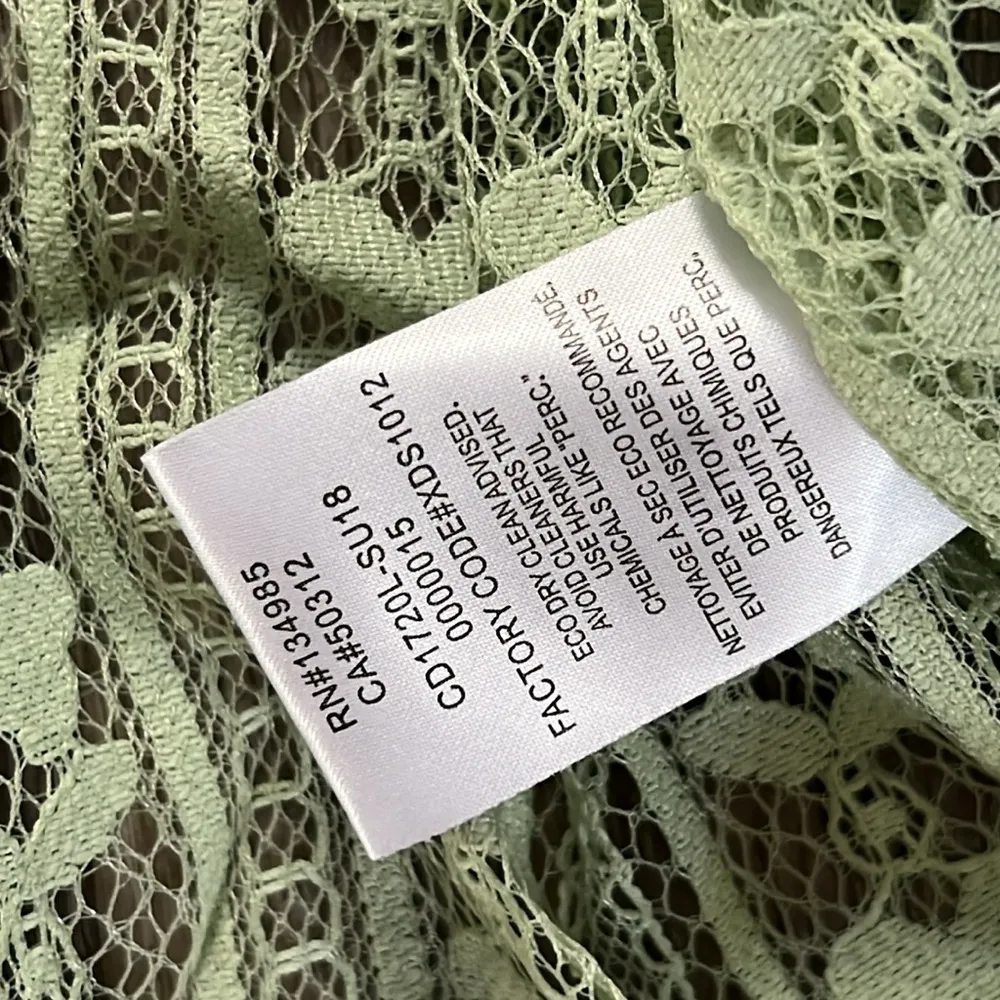 For Love & Lemons Lovebird Lace Midi Dress Sexy Sheer Skirt XLarge Sage 80s - Image 8