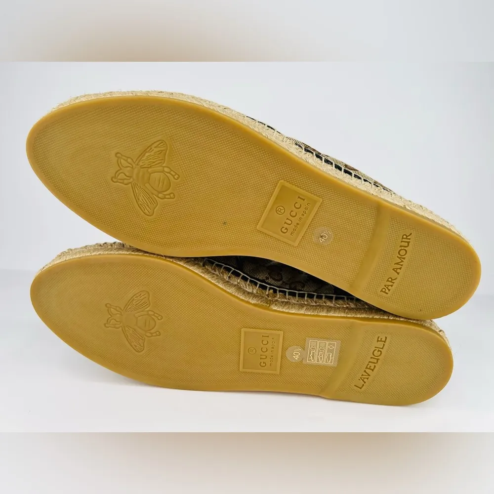 GUCCI GG Raffia Monogram Ankle Wrap Platform Espadrille Wedge Sandals EU 40.5 - Image 7