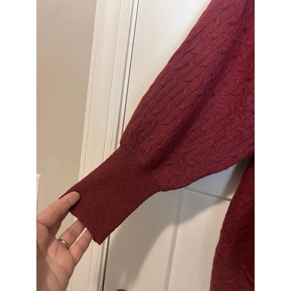 Bloomchic Red Pink Cable Knit Wrap Sweater Size 22/24 3X 3/4 Sleeve Tunic Top - Image 3