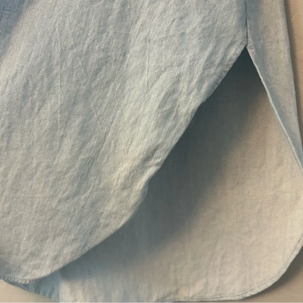 Tibi chambray off the shoulder tie sleeve blouse top size 0 - Image 9