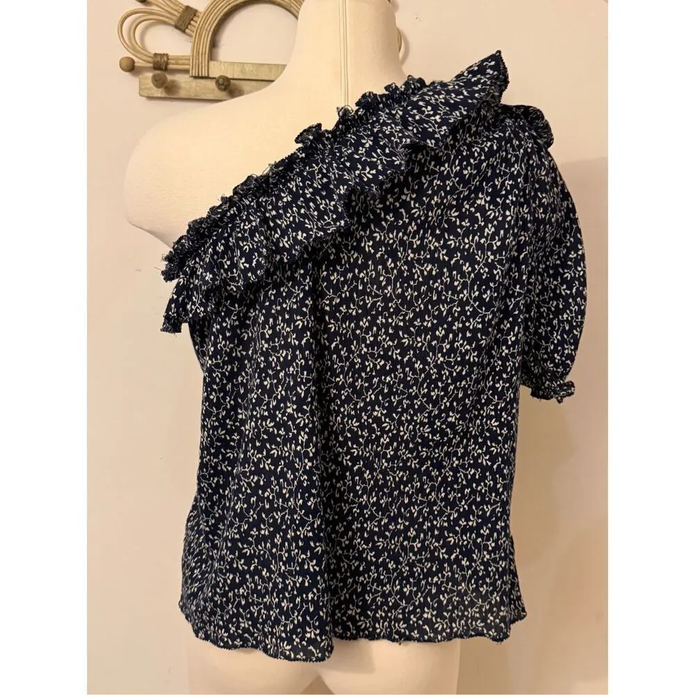 Ulla Johnson Alene One Shoulder Top Midnight Micro Floral 6 - Image 3