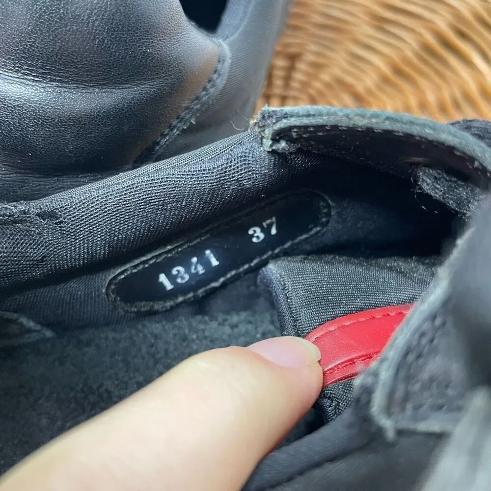 Prada Shoes‎ Black Metal Sneakers Suede Leather Rare Women's Shoes Size 7 Us 37 - Image 6