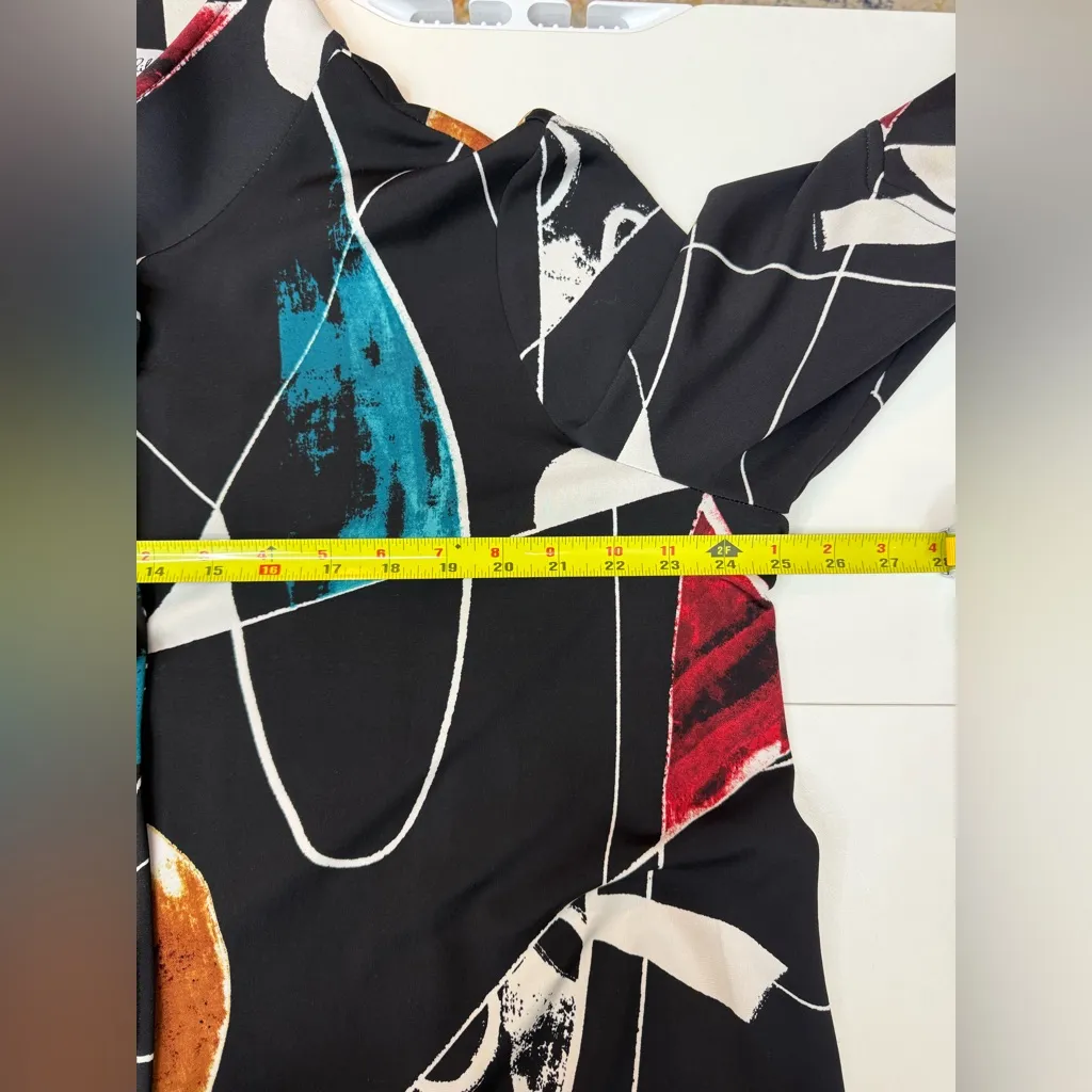 Joseph Ribkoff Black Abstract Print Jacket / Top size 16 - Image 7