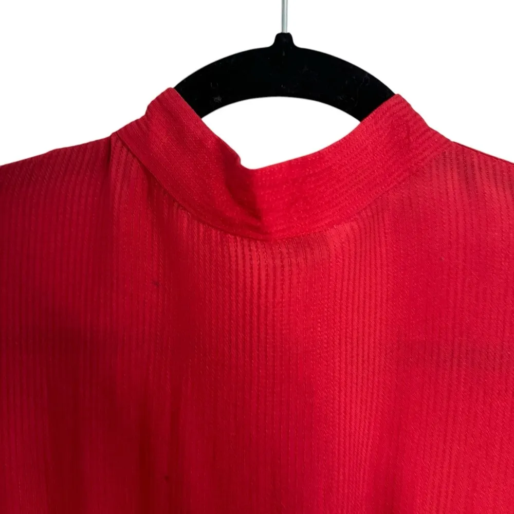 & Other Stories Frill Hem Red Long Sleeve Dress - Image 6