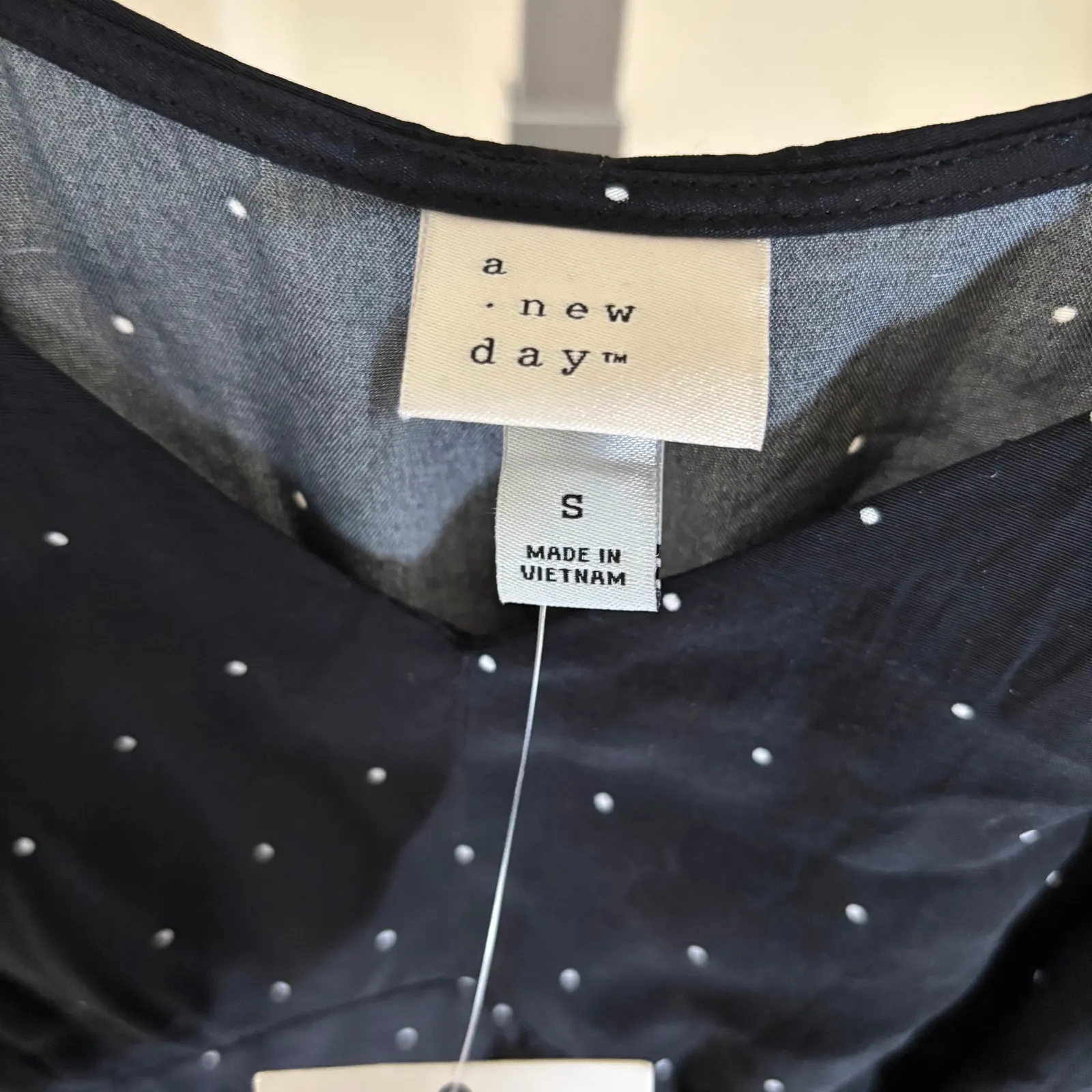 A New Day NWT Womens Long Sleeve Crepe Maxi A-Line Dress Black White Polka Dot S - Image 6