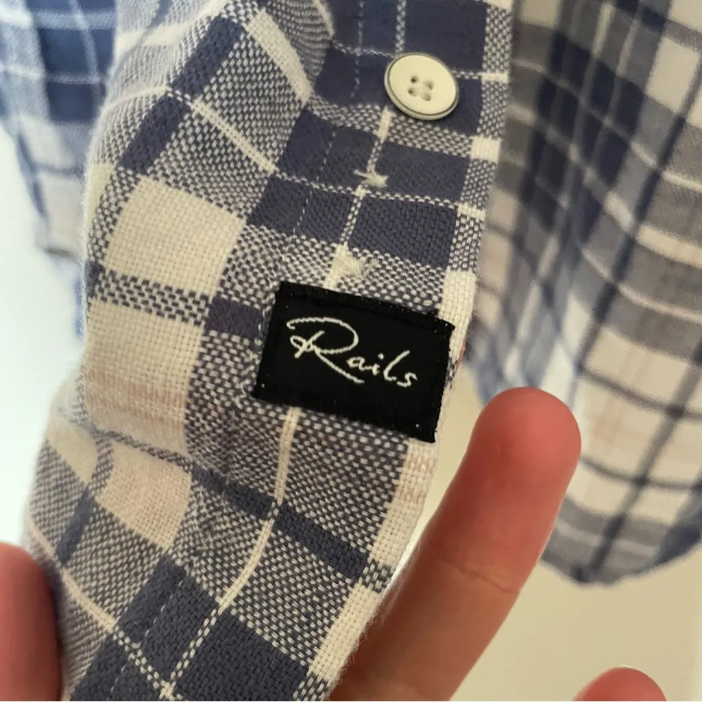 Rails Blue Plaid 100% Cotton Clean Girl Bohemian Grunge Button Down Shirt Medium - Image 5