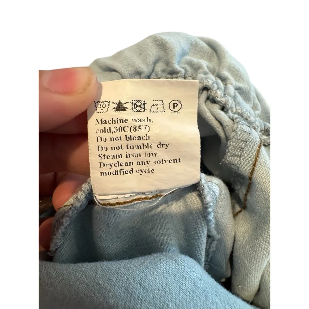 Vintage Style Light Wash Denim Jumpsuit Small Sleeveless V - Image 9