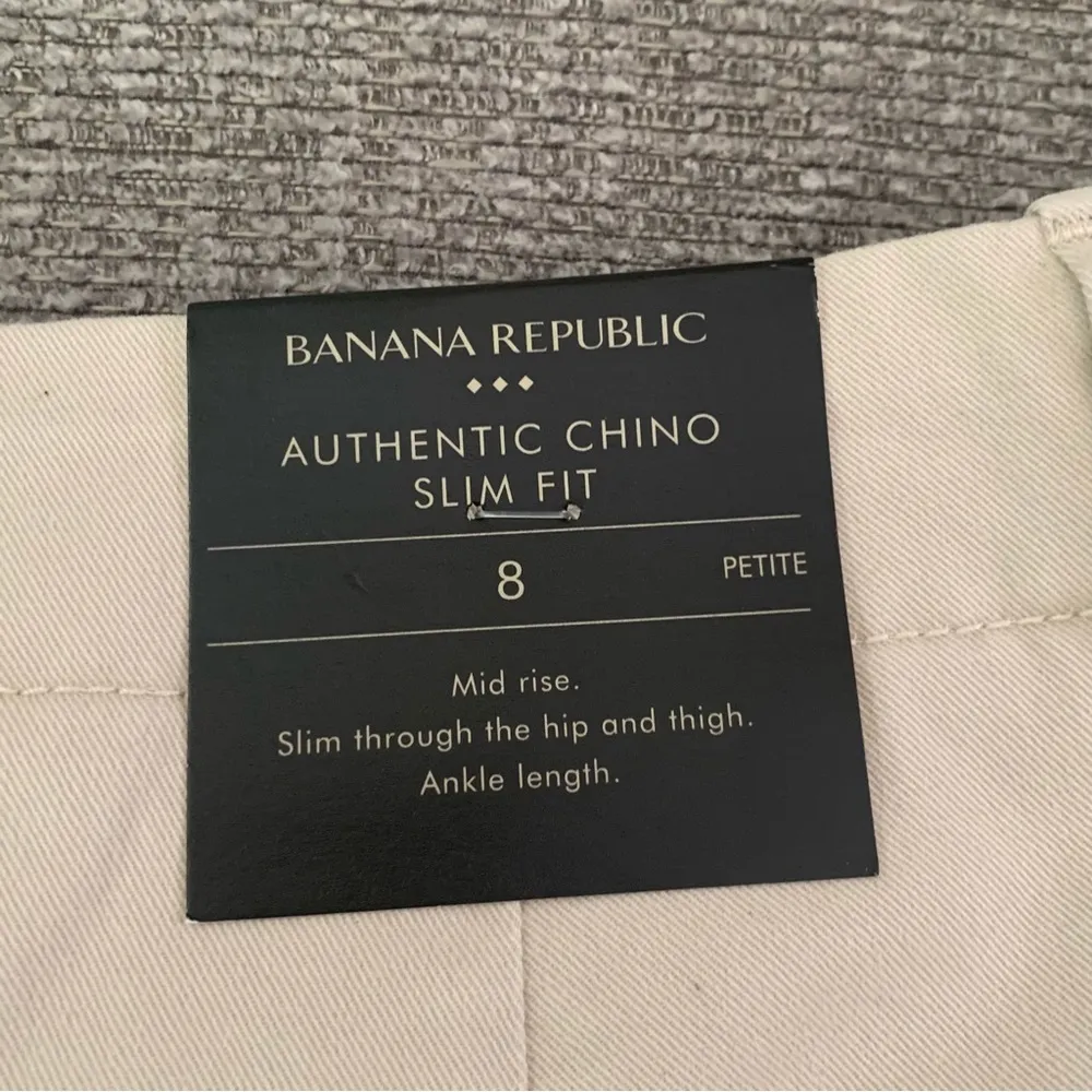 Banana Republic Slimfit Authentic Chino Mid-Rise Ankle Length Size 8 Petite NEW - Image 5