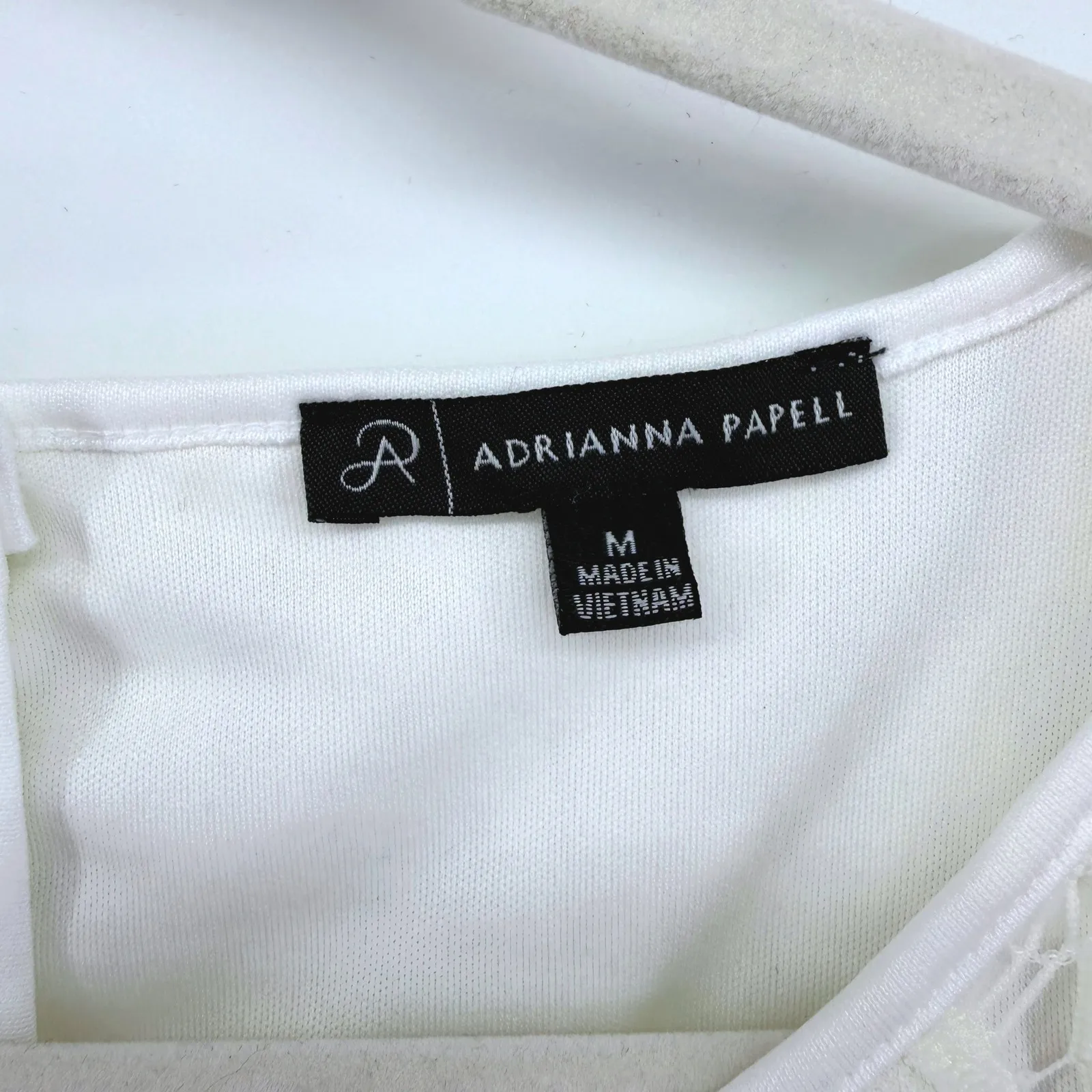 Adrianna Papell Lace Overlay Sleeveless Tank Cream White Zipper‎ Closure Medium - Image 4