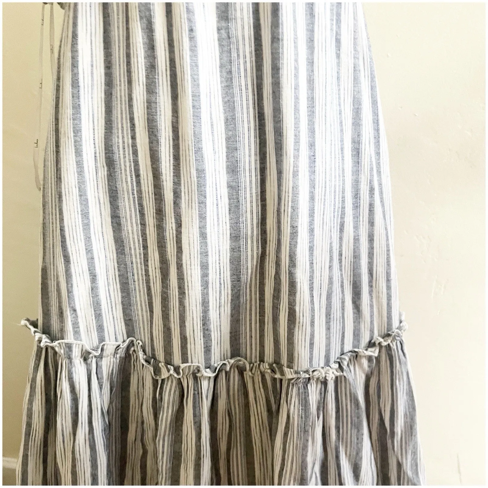 Lulus Vacay Babe Grey White Striped Halter Ruffle Maxi Dress S Bohemian Beach - Image 10