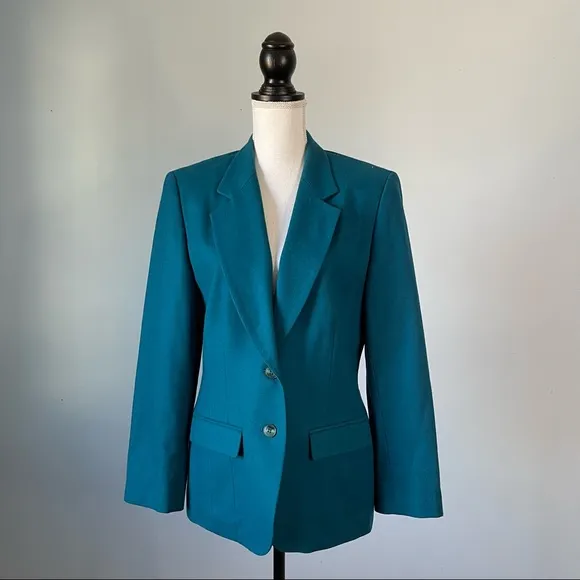 Pendleton  | Teal 100% Wool Blazer Jacket Sz 10 - Image 2