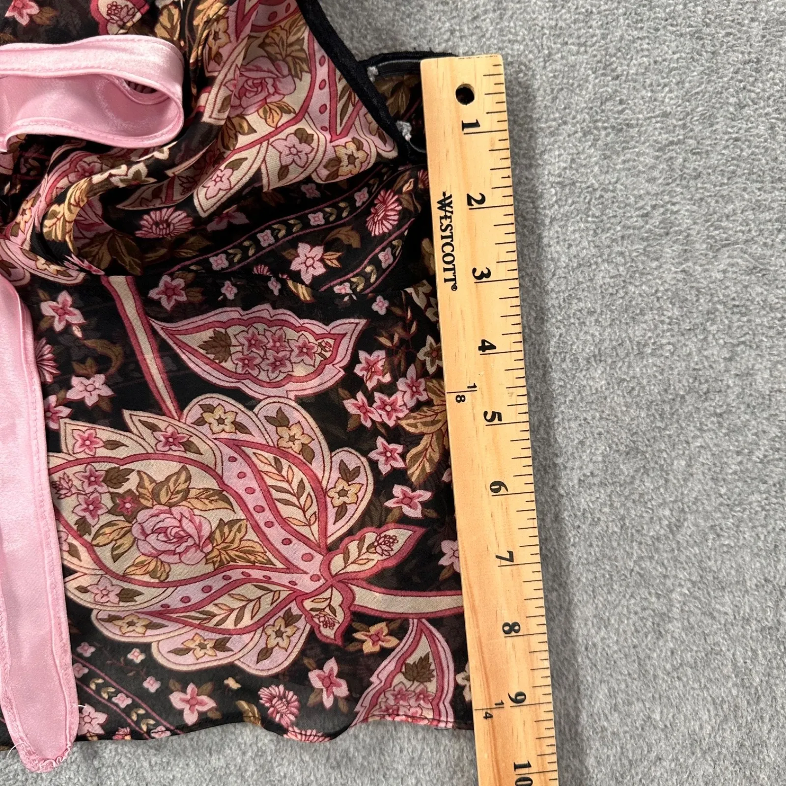 Vintage Intimately Flora Sheer Camisole Lingerie Top Size Medium Black Floral - Image 5