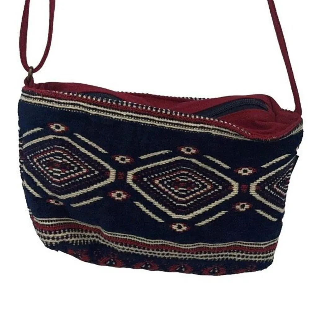 Catori Womens Tribal Aztec‎ Adjustable Crossbody Bag Small Black & Red - Image 2
