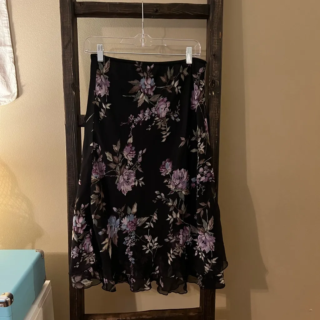 Briggs New York Black & Purple Floral Midi Skirt - Image 6