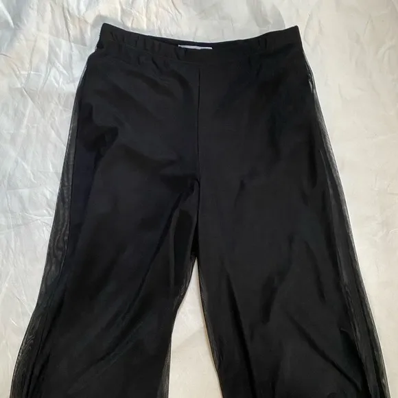 Vintage 1980s Wide Leg Mesh Palazzo Pants 4 Glam Baddie Rave Siren Goth Office - Image 3