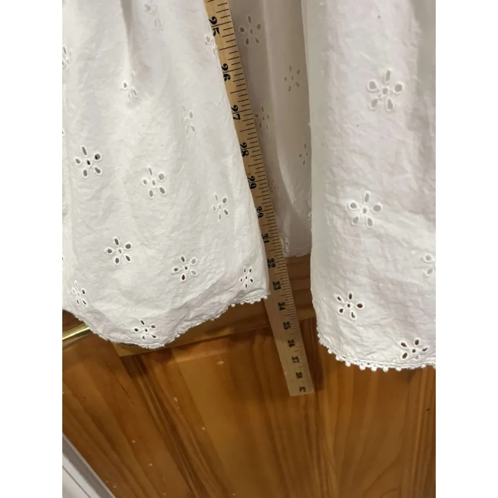 Womens Spell Bo & The Gypsy Organic Cotton Eyelet Mini Dress White Size Small - Image 3