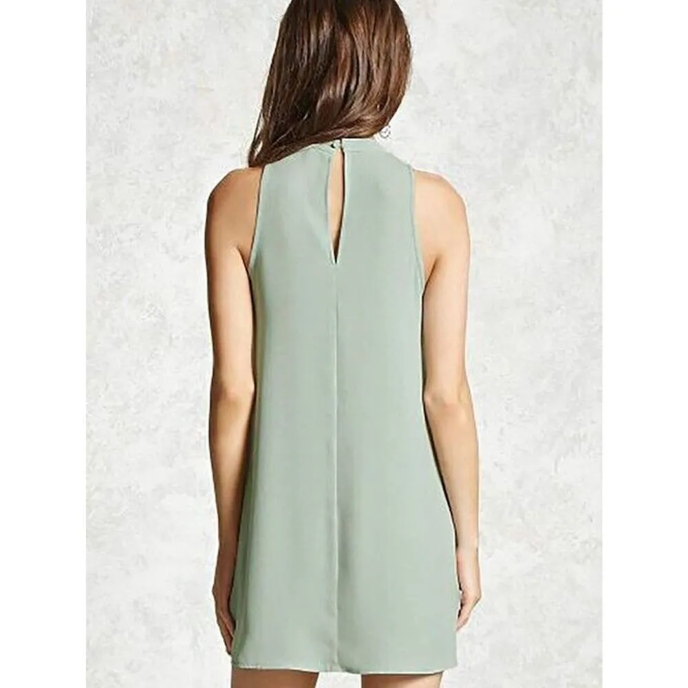 5/$35       Forever 21 Womens Dress Size S Sage Green Keyhole A-Line Halter Neck - Image 3