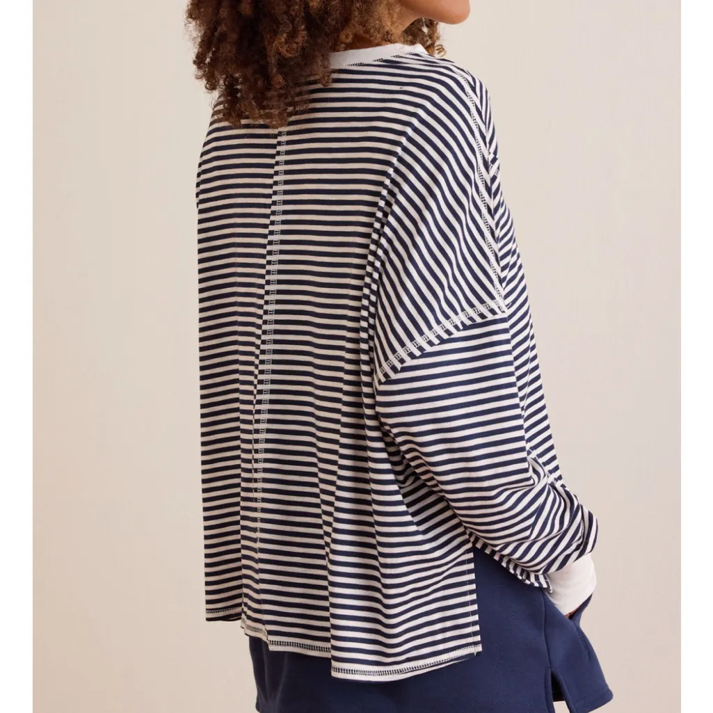 AS Revival Navy Striped Long Sleeve Tee size large Black - Image 4