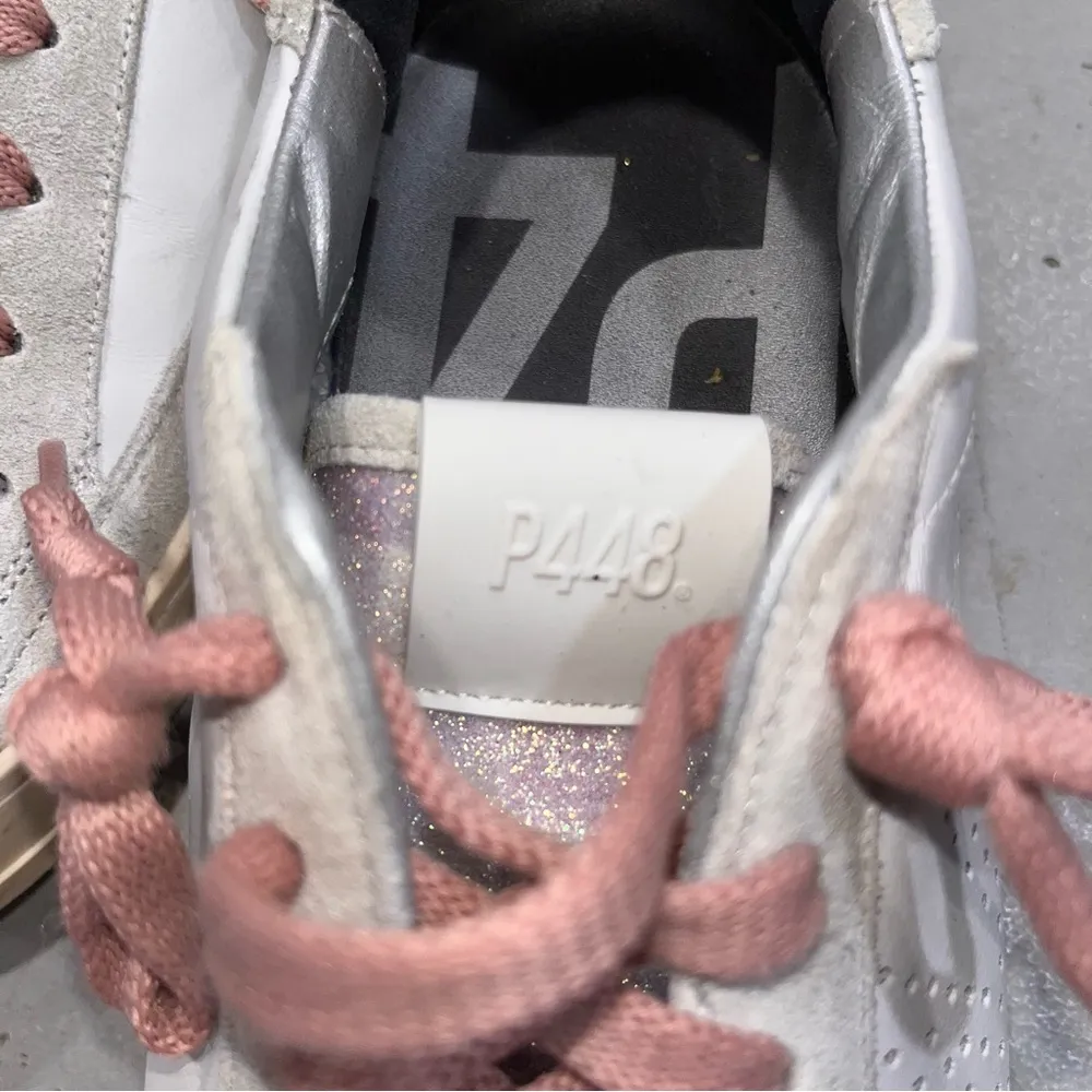 P448 John White Tartan Low Top Pink & White Sneakers Shoes EURO size 40 - Image 14