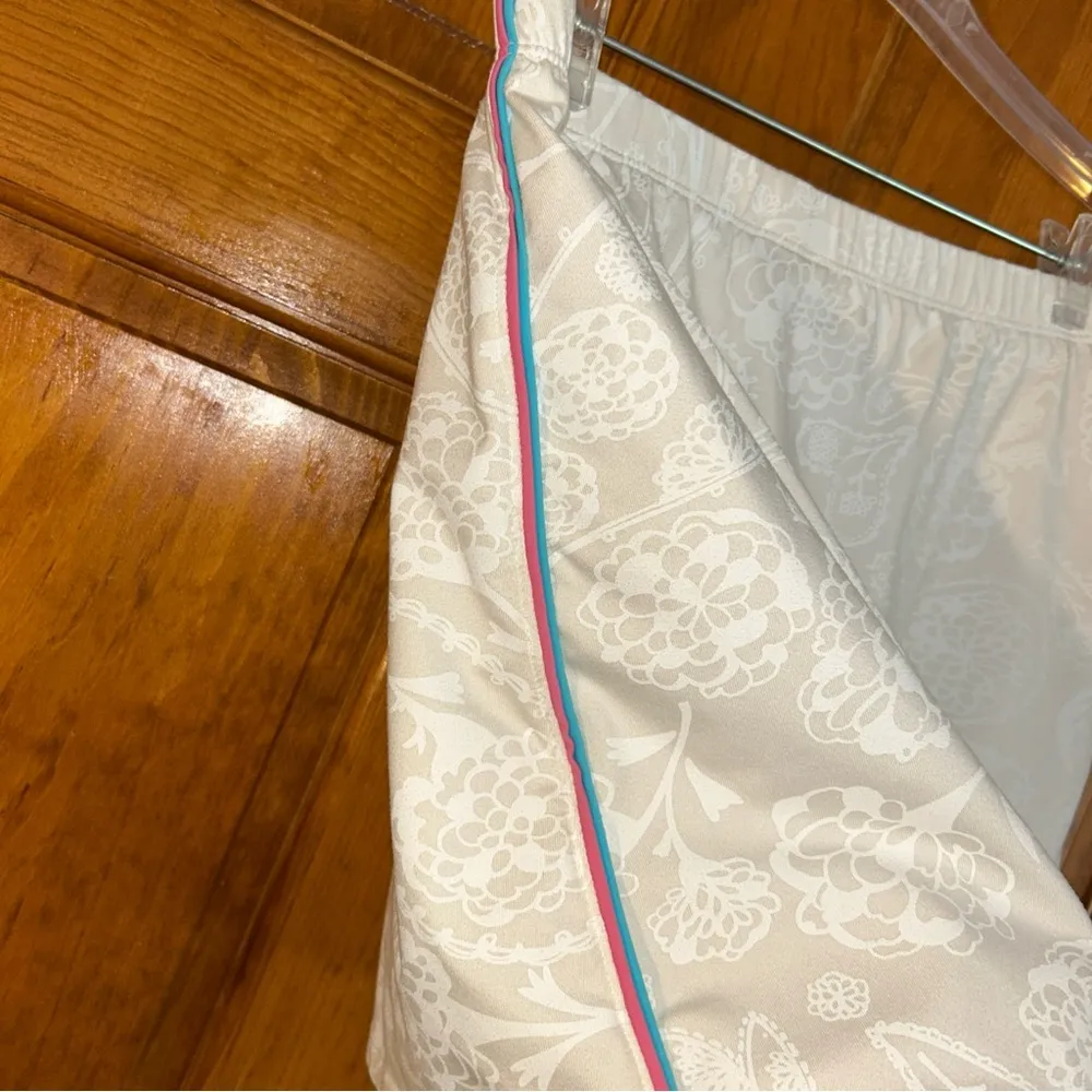 Lilly Pulitzer Y2K White Floral Skort with Pink and Blue Stripes USA Sz M-EUC - Image 5