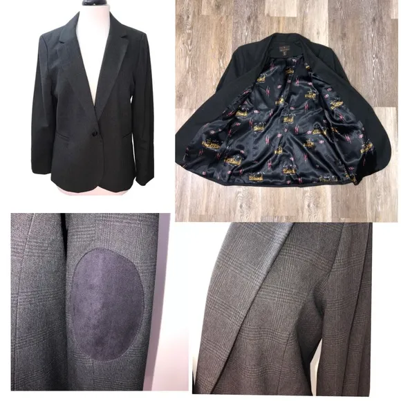 Fenn Wright Manson Gray Glen Plaid Tailored Blazer Large NWOT - Image 2