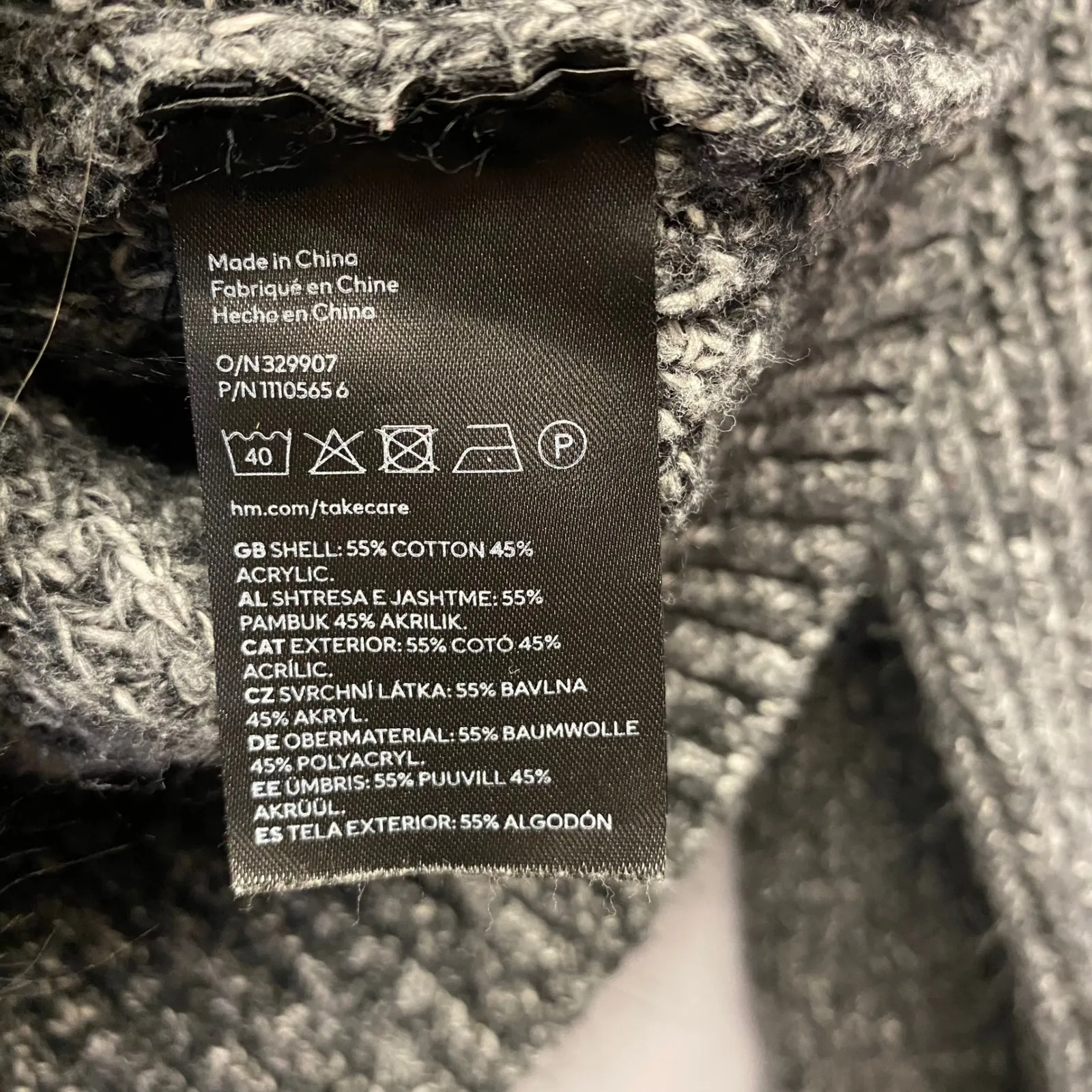 H&M Marled Gray Cropped Knit Sweater Mock Neck Long Sleeve Women's XS - Image 3