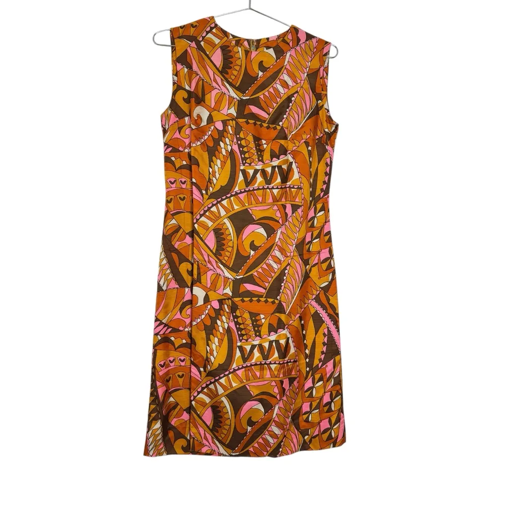 Vintage Nelly De Grab New York 60s Psychedelic Print Dress Orange Size 6 - Image 2