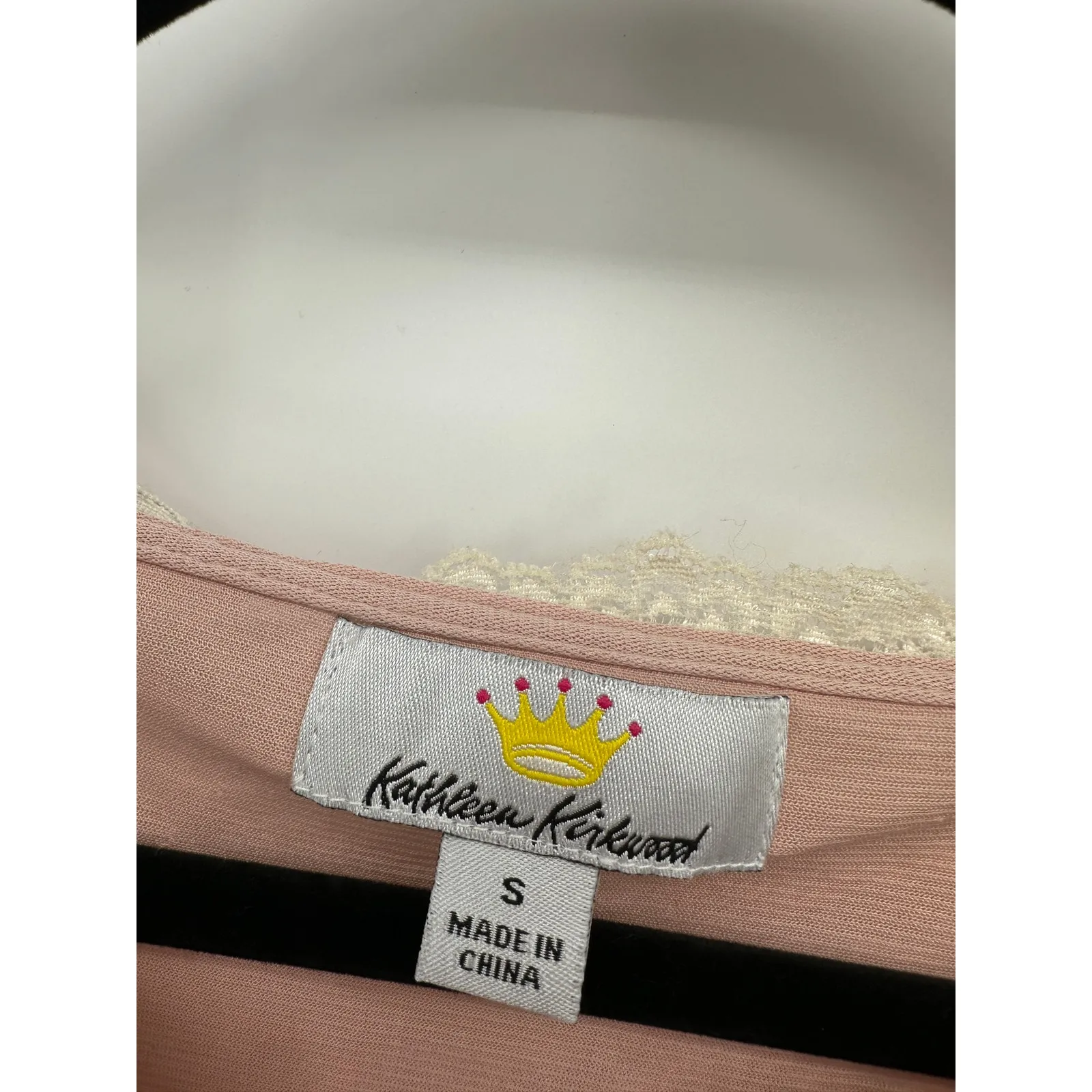 Kathleen Kirkwood Y2K Cream Lace Pink Sz S Dainty Romantic Boho Coquette - Image 6