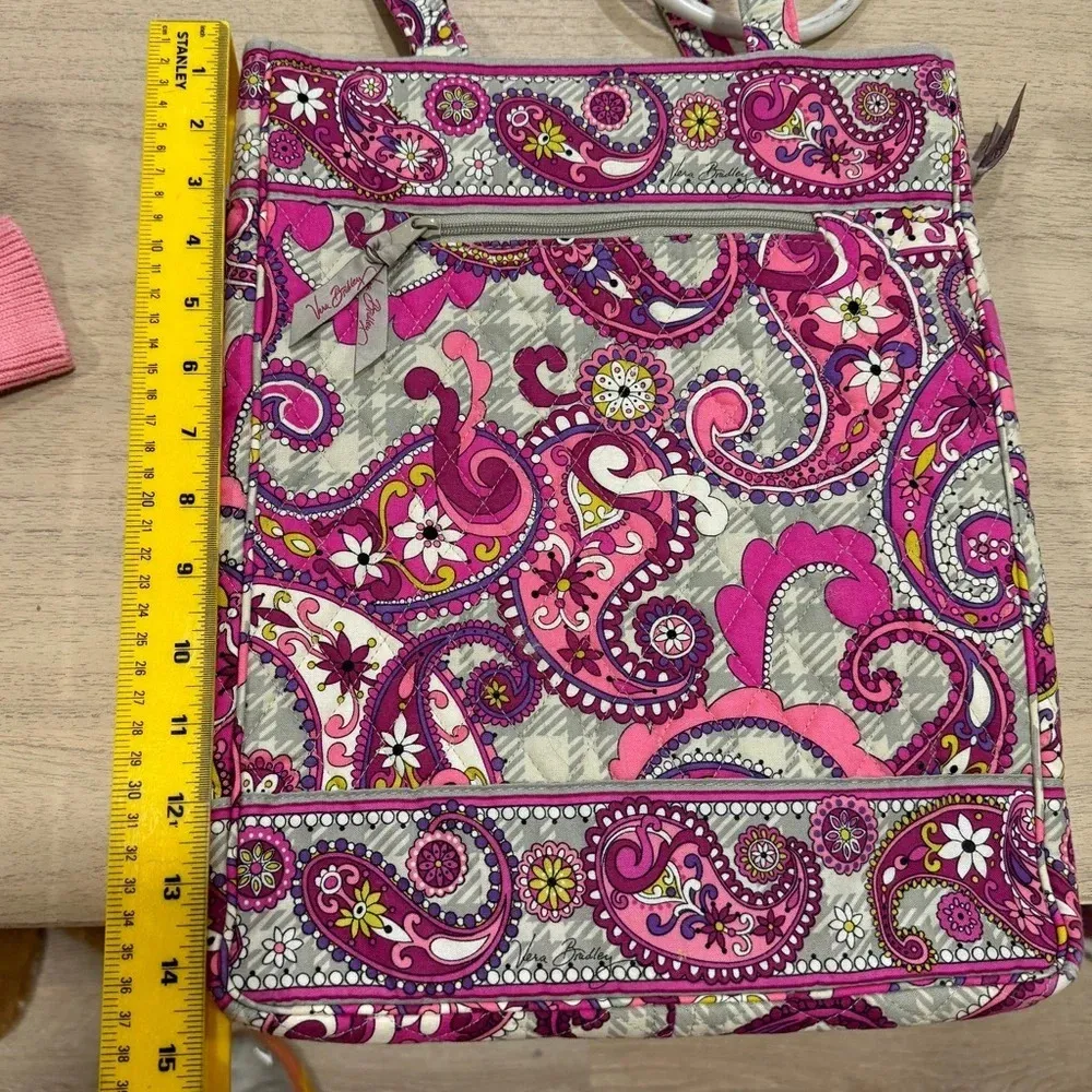 Vintage Vera Bradley Laptop Tote Bag Paisley Plaid case travel quilted pockets - Image 12