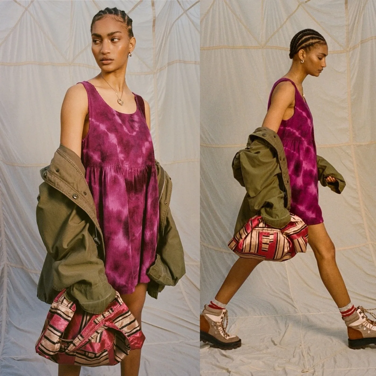 Urban Outfitters Kimchi Blue Tie-Dye Corduroy Babydoll Mini Dress‎ Small - Image 2