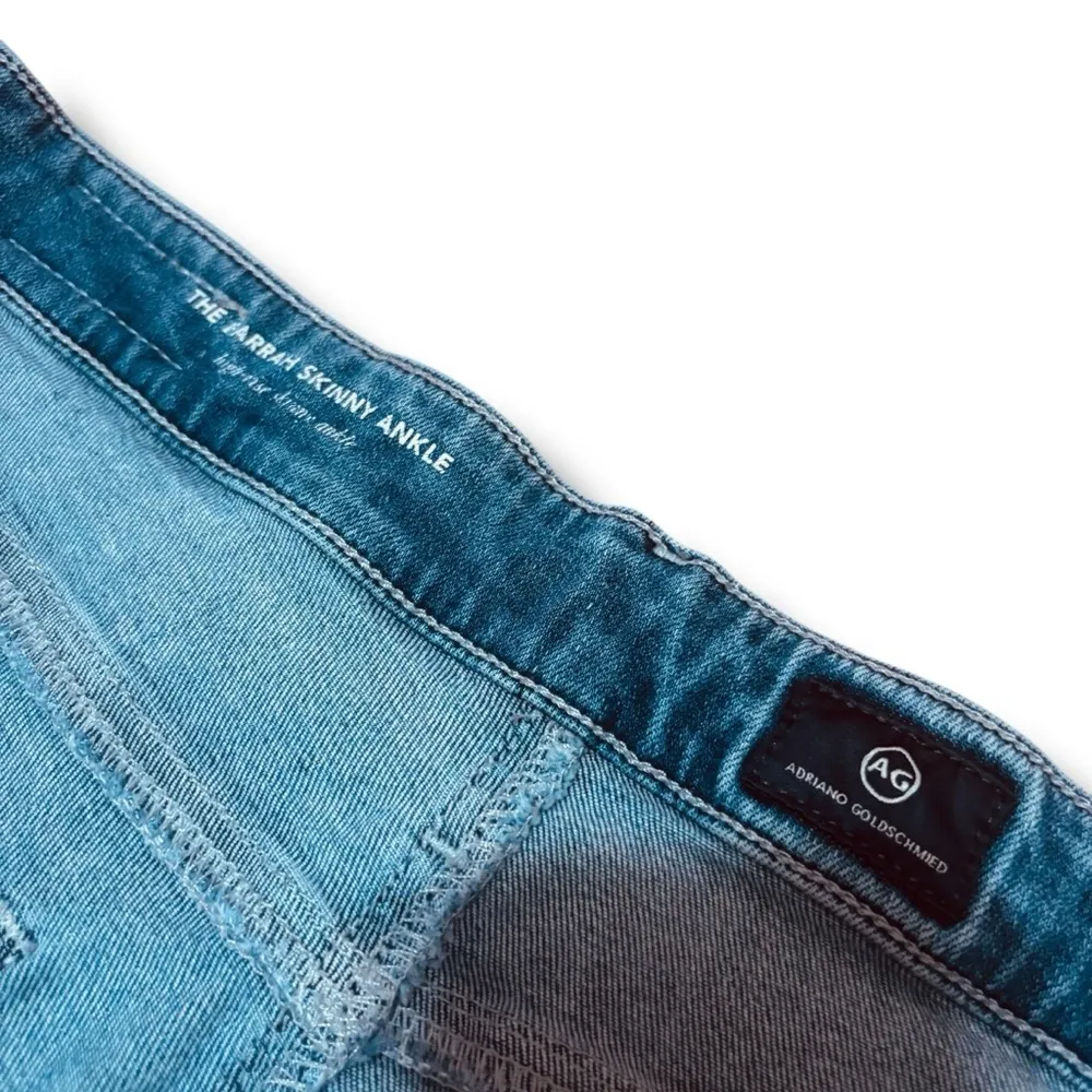 AG Adriano Goldschmied Blue Farrah Skinny Raw Hem Denim Jeans - 30R - Image 8